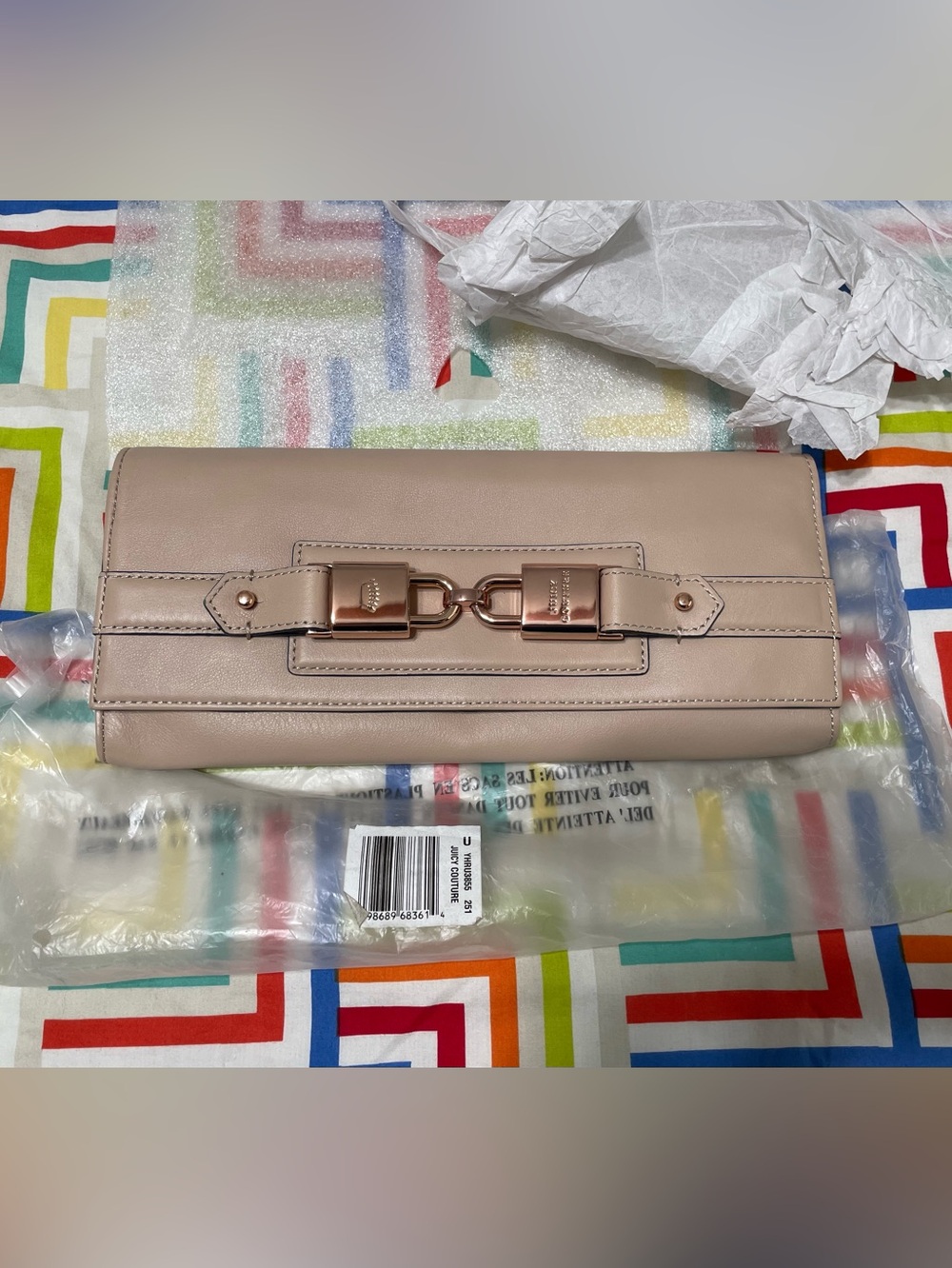 Juicy Couture Hillcrest Tan Leather Clutch BNWT and Dust Bag